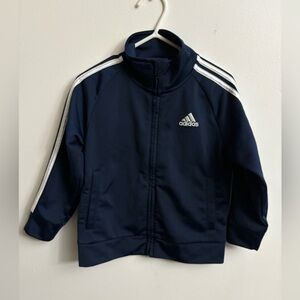 4/30$ Adidas Navy Jacket with White Shoulder Stripes 24 months